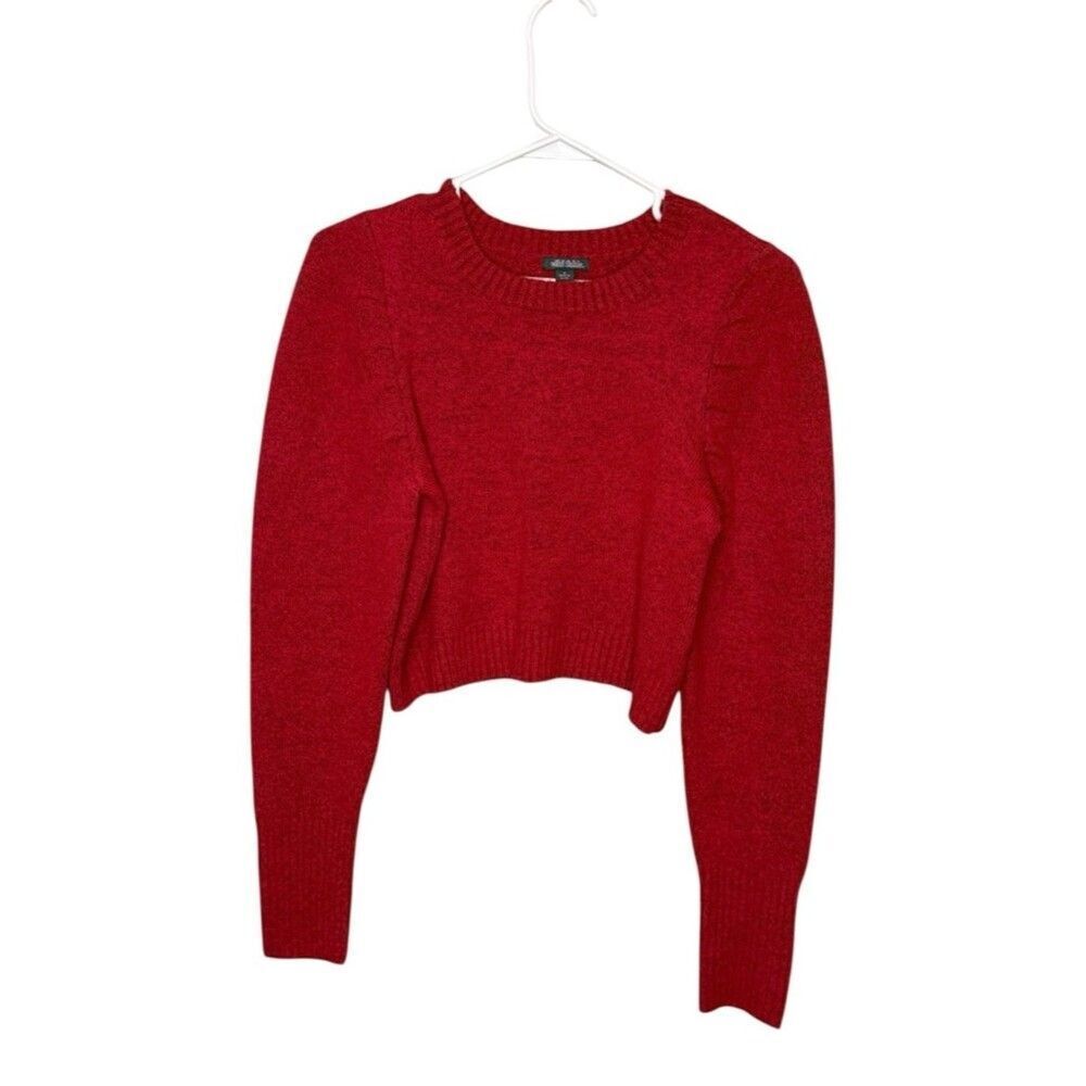 Wild Fable Red Puff Sleeve Cropped Sweater Size Small